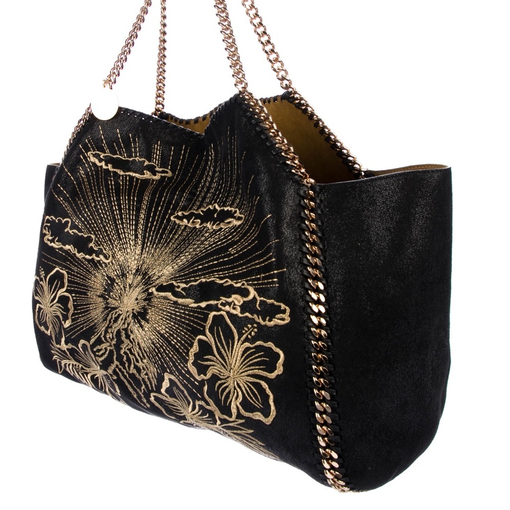 Stella McCartney 2018 Falabella Volcano Embroidered Tote Black Gold - Picture 3 of 15